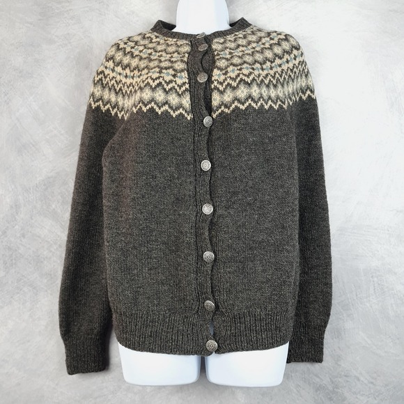 Vintage Husfliden Bergen Sweater Womens M/L Wool Norwegian Hand Knit Nordic 90s - Picture 1 of 16